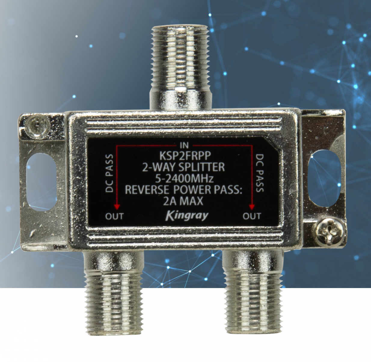 2 WAY SPLITTER FOR TERRESTRIAL & SATELLITE TV WITH REVERSE POWER PASS