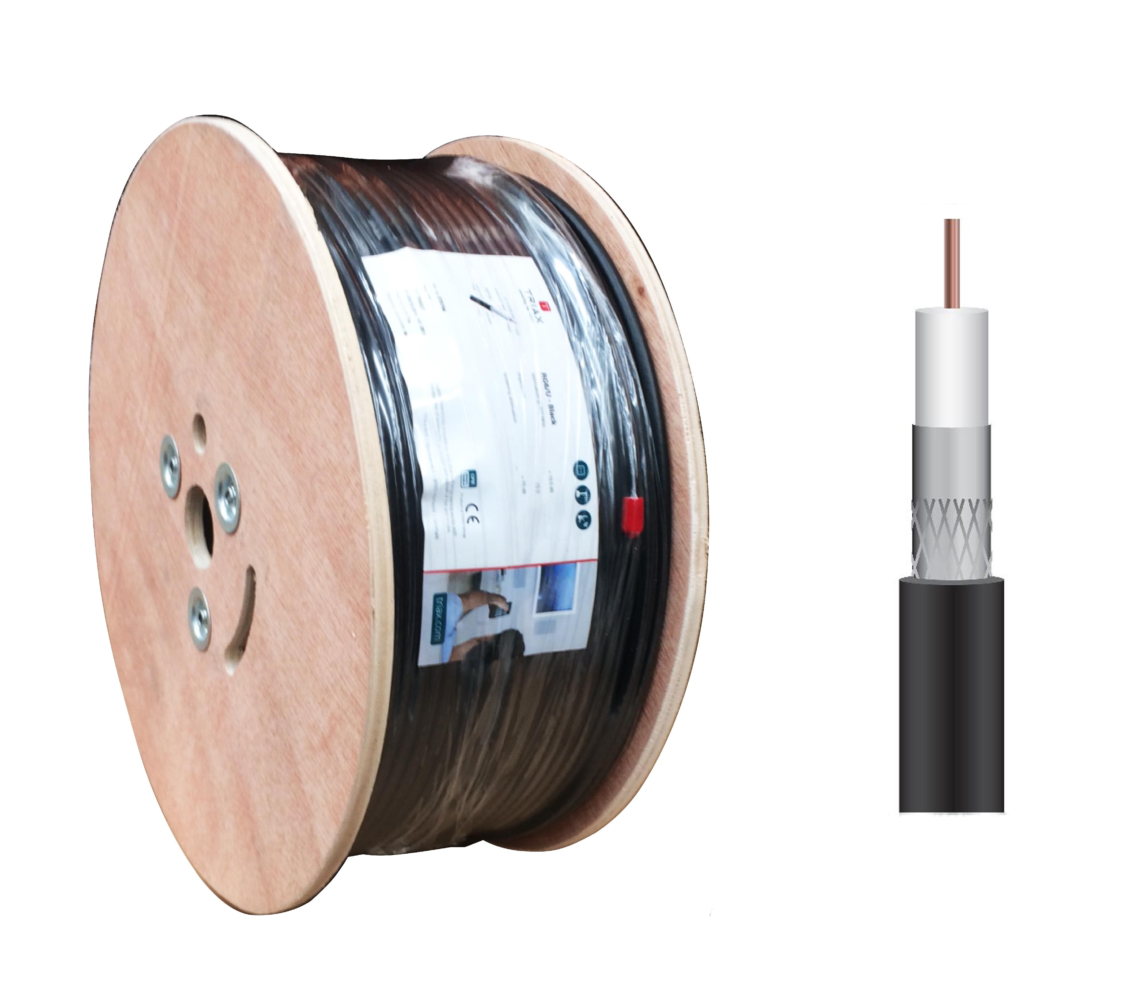 Triax RG6 Coax Cable CCS PVC Black 250m Drum Digital Imports