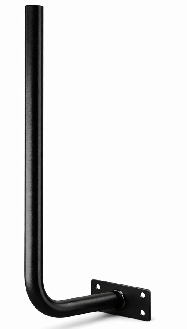 Curved Fascia Mount 500mm-32mm Pipe - Hockey Stick - Black Powdercoated HotDiped Galvsteel