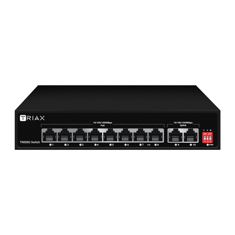 TNS082 Gigabit Ethernet Switch (8 x PoE Ports, 2 x RJ45 Uplink Ports)