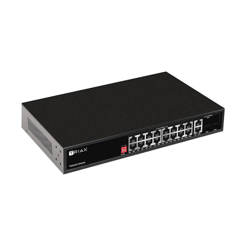 TNS162 Gigabit Ethernet Switch (16 x PoE Ports, 2 x RJ45 and 2 x SFP Fibre Uplink Ports) - Image 3